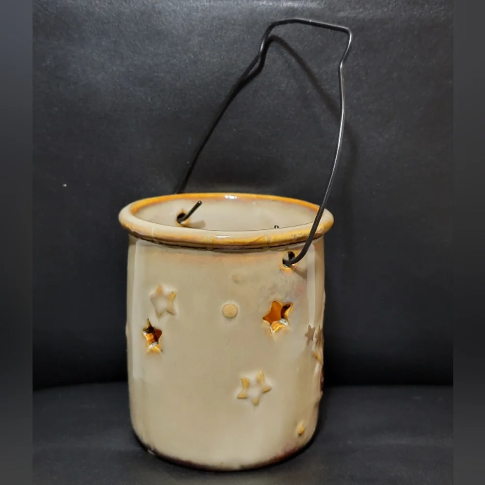 Vintage Ceramic Santa Claus Christmas Textured Lantern Tea Light Candle Holder